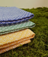 schöne Handtücher aus Bio-Leinen - 3er Set (grün,gelb,blau) 