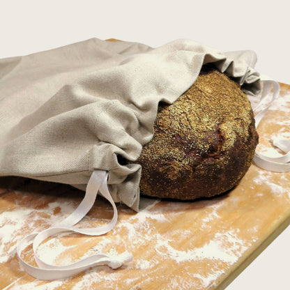 Brotbeutel aus Bio-Leinen - rundes Brot